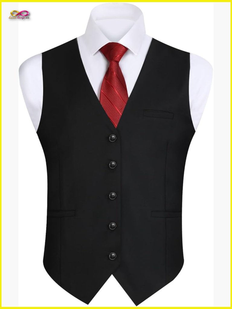 Classic Formal Suit Vest Business Casual Wedding Waistcoat V-Neck Design